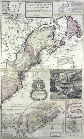 Foto de El viejo mapa de los dominios del Rey de Gran Bretaña en América del Norte de un atlas del siglo XVIII - Imagen libre de derechos