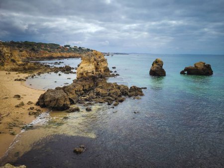 Photo for The rocky coast of Sao Rafael, Albufeira, Portugal - Royalty Free Image