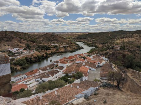 Photo for An aerial shot of the buildings with red roofs in Obidos, Portugal - Royalty Free Image