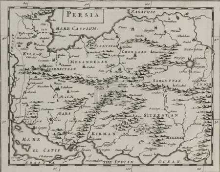 Téléchargez les photos : L'ancienne carte du territoire persan d'un atlas du XVIIIe siècle - en image libre de droit
