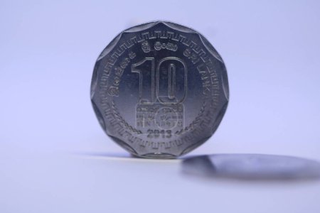 Photo for A back view of a Sri Lankan 10 rupee coin isolated on white background - Royalty Free Image