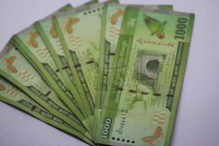Foto de Un billete de 1000 rupias de Sri Lanka aislado sobre fondo blanco - Imagen libre de derechos