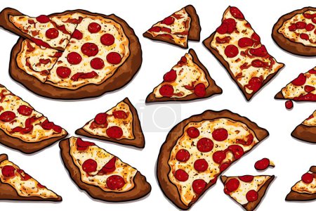 Téléchargez les photos : Illustration de pizza dans un style rétro, illustration graphique - en image libre de droit