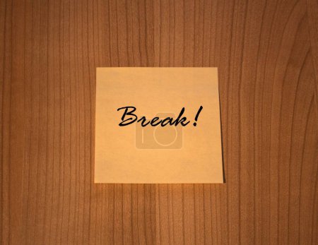 Photo for Post-it note message Break! on wooden Background - Royalty Free Image