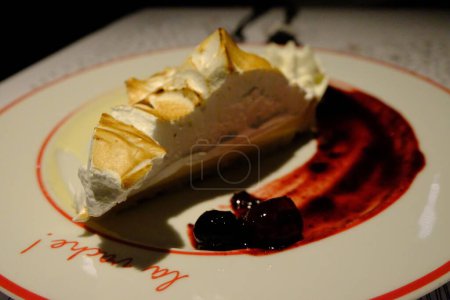 Photo for A lemon tart dessert on a plate - Royalty Free Image