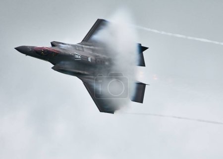Photo for A low angle shot of an F35 aircraft at The Gatineau Airshow in Canada - Royalty Free Image