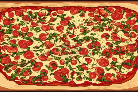 Foto de Ilustración de pizza en estilo Art Nouveau, ilustración gráfica - Imagen libre de derechos