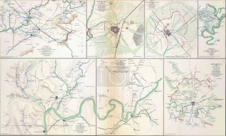 Téléchargez les photos : L'ancienne carte de la bataille de Chattanooga sur un Atlas indiquant le cours de la guerre - en image libre de droit