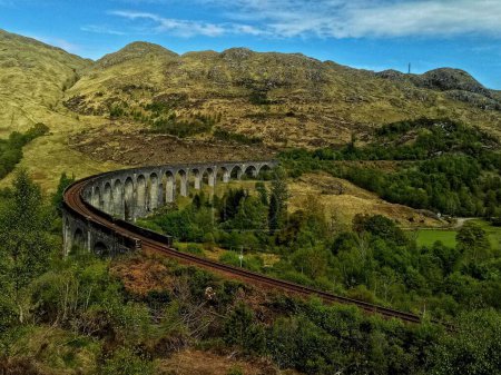 Photo for A drone shot of the Glenfinnan Viaduct in Scotland - Royalty Free Image