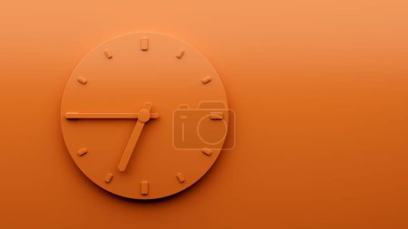 Foto de Un reloj naranja mínimo 6: 45 o cuarto de reloj a siete abstracto Minimalista reloj de pared, Ilustración 3d - Imagen libre de derechos