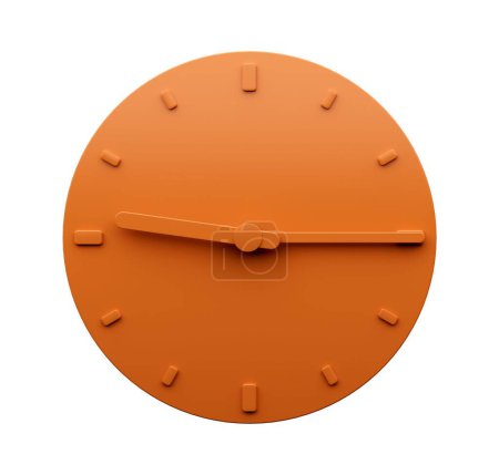 Foto de Una ilustración en 3D de un minimalista reloj de pared naranja que muestra 9: 15 nueve y quince en punto - Imagen libre de derechos