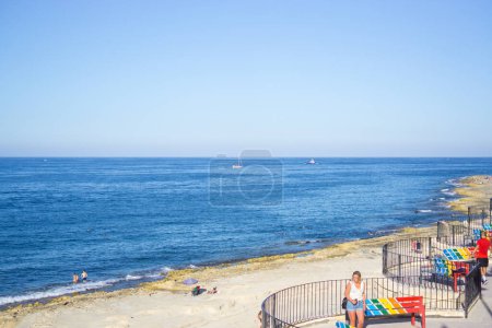 Photo for An aerial view of the Exiles Beach. Sliema, Malta - Royalty Free Image