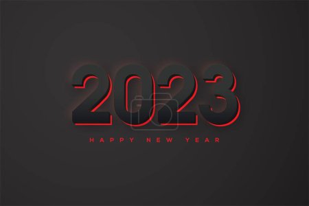 Téléchargez les photos : Une texture 2023 Happy New Year avec des chiffres noirs et une lueur rouge sur fond noir, parfaite pour les bannières, les cartes de voeux et les affiches - en image libre de droit