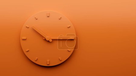 Téléchargez les photos : Une illustration en 3D d'une horloge murale orange minimaliste montrant 10 : 15 dix quinze heures - en image libre de droit