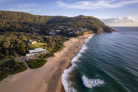 Photo for A Drone shot over green Stanwell park beach on a sunny day - Royalty Free Image