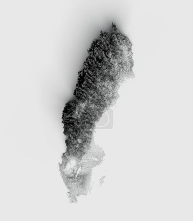 Téléchargez les photos : La Suède Carte Relief ombragé Couleur Carte de hauteur sur fond blanc, illustration 3d - en image libre de droit