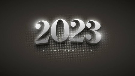 Téléchargez les photos : Happy new year classic with curved silver numbers - en image libre de droit