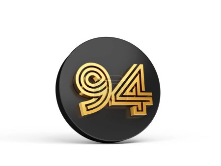 Téléchargez les photos : Illustration d'un numéro 94 sur un bouton noir isolé sur un fond blanc - en image libre de droit
