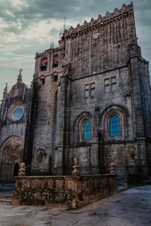 Photo for The side facade of the gothic Tui Cathedral in Galicia, Spain - Royalty Free Image