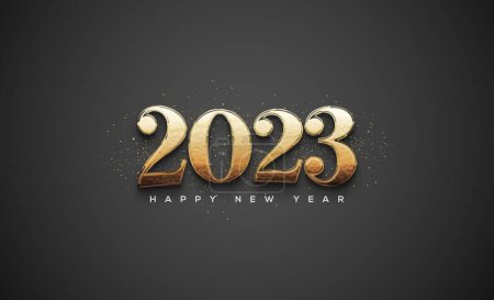 Téléchargez les photos : Happy new year 2023 with classic 3d gold numbers - en image libre de droit