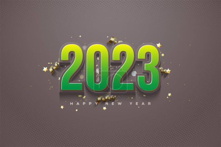 Téléchargez les photos : Une nouvelle année 2023 avec des chiffres verts sur un fond gris - en image libre de droit