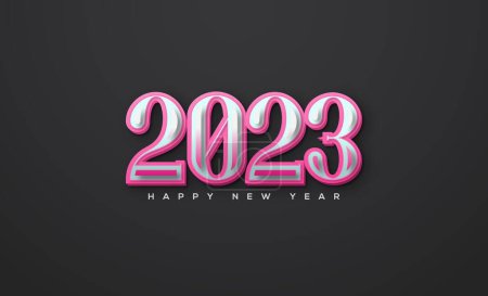 Photo for Classic number 2023 with pink numbers on black background - Royalty Free Image