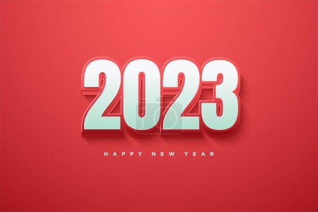 Téléchargez les photos : Une texture de bonne année 2023 avec de beaux nombres 3D et du texte en rouge et blanc, parfait pour les bannières, les cartes de voeux et les affiches - en image libre de droit