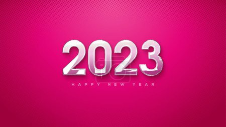 Téléchargez les photos : Happy new year 2023 background in soft white and red color - en image libre de droit
