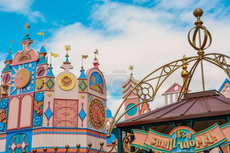 Photo for A colorful clock tower in Disneyland theme park in Paris, France - Royalty Free Image