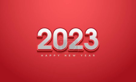Photo for A Happy new year 2023 in white on red background - Royalty Free Image