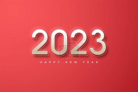 Téléchargez les photos : Une texture de bonne année 2023 avec de beaux chiffres enveloppés dans des lignes sur un fond rouge, parfait pour les bannières, les cartes de voeux et les affiches - en image libre de droit