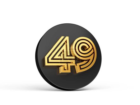 Téléchargez les photos : A Royal Gold Modern Font, 49 Quarante-neuf sur icône de bouton 3d noir, Illustration 3d - en image libre de droit