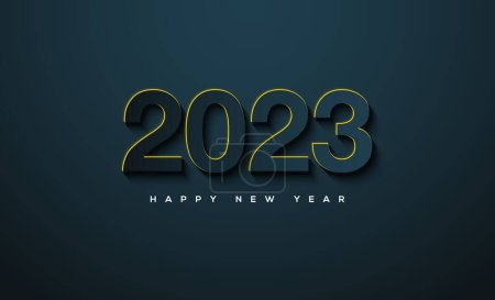Téléchargez les photos : Bonne année 2023 affiche sur les médias sociaux avec des numéros classiques isolés sur un fond bleu foncé - en image libre de droit