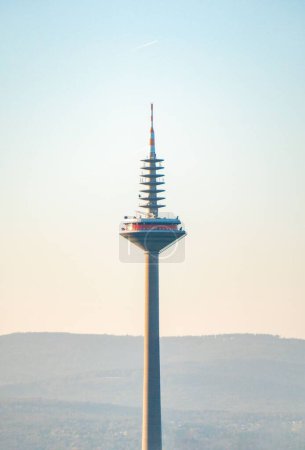 Photo for A view of Europaturm TV tower in Frankfurt against sunrise sky background, Germany - Royalty Free Image