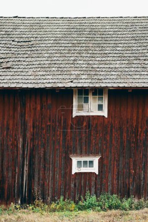 Photo for A rural  barn. Nes and Helga, ya Island in Lake Mja, a cloudy day in autumn. - Royalty Free Image