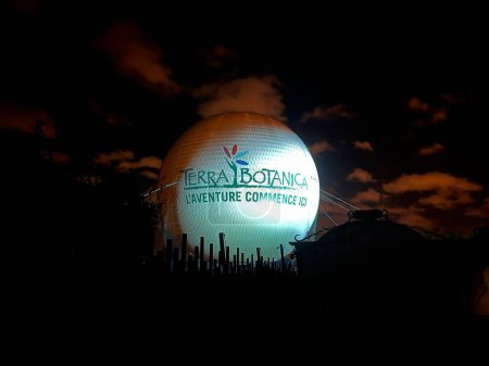Photo for A night view of the hot air balloon in Terra Botanica amusement and botanical park in Angers, France - Royalty Free Image