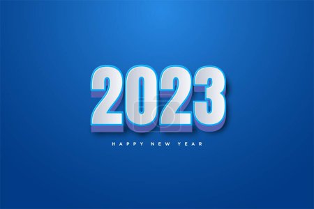 Téléchargez les photos : Une texture de bonne année 2023 avec de beaux chiffres et du texte en bleu et blanc, parfait pour les bannières, les cartes de voeux et les affiches - en image libre de droit