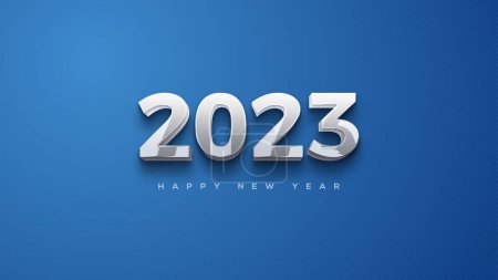 Foto de Modern numbers happy new year 2023 on blue background - Imagen libre de derechos