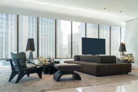 Téléchargez les photos : Un intérieur de salon de luxe avec un design moderne - en image libre de droit