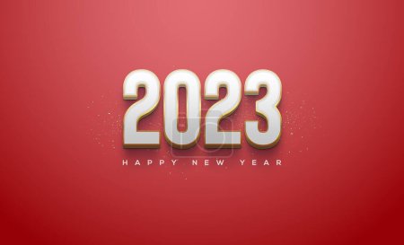 Foto de Modern number 2023 in white on red background - Imagen libre de derechos