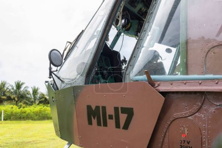 Photo for A MI-17 helicopter of the Cuban armed forces on the field, Matanzas - Royalty Free Image
