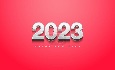 Photo for An illustration of a Happy New Year 2023 with bold red background - Royalty Free Image
