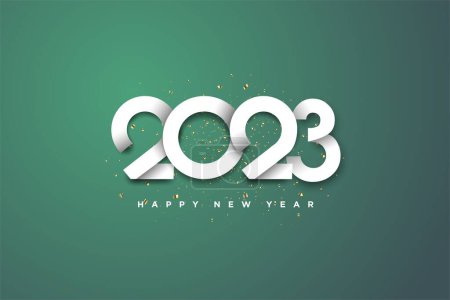 Téléchargez les photos : Une texture de bonne année 2023 avec de beaux chiffres et du texte en vert et blanc, parfait pour les bannières, les cartes de voeux et les affiches - en image libre de droit