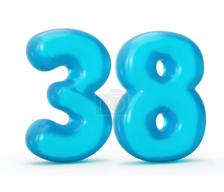 Foto de Una ilustración en 3D del dígito de gelatina azul 38 aislado sobre fondo blanco - Imagen libre de derechos
