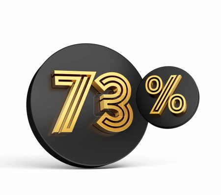 Foto de Una representación 3d de una letra de un dígito 72 por ciento en un icono de botón negro - Imagen libre de derechos