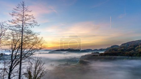 Photo for Scenic view of the South Styrian Wine Road at sunrise, Austria - Royalty Free Image