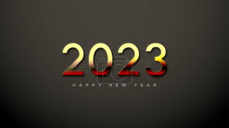 Foto de Simple and luxury happy new year 2023 with shiny gold numbers - Imagen libre de derechos