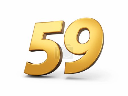Téléchargez les photos : Un rendu 3D du nombre d'or 59 isolé sur fond blanc - en image libre de droit