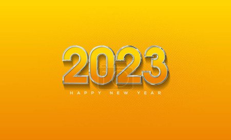 Téléchargez les photos : Heureuse année 2023 moderne en jaune - en image libre de droit