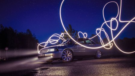 Photo for A random light painting at night over an Audi A4 B5 - Royalty Free Image